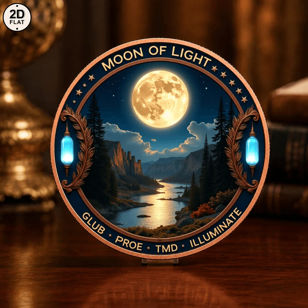 1pc Moon of Light Full Moon Landscape Commemorative Coin 2D 1oz .999 Fine Copper Coin Night Scenery Art Collectible Gifts