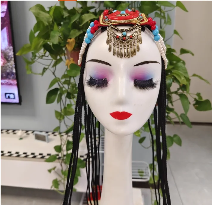 Tibetan Headwear, Female Mongolian Dance, Beaded Clothing Accessories