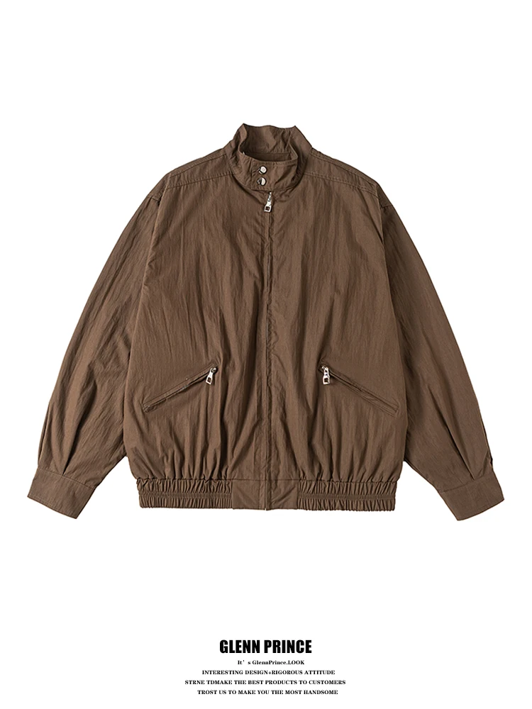 

Ретро японский Sle однотонный воротник-стойка на молнии джет мужская свободная повседневная рабочая одежда верхняя одежда модная осенняя хлопковая нейлоновая одежда