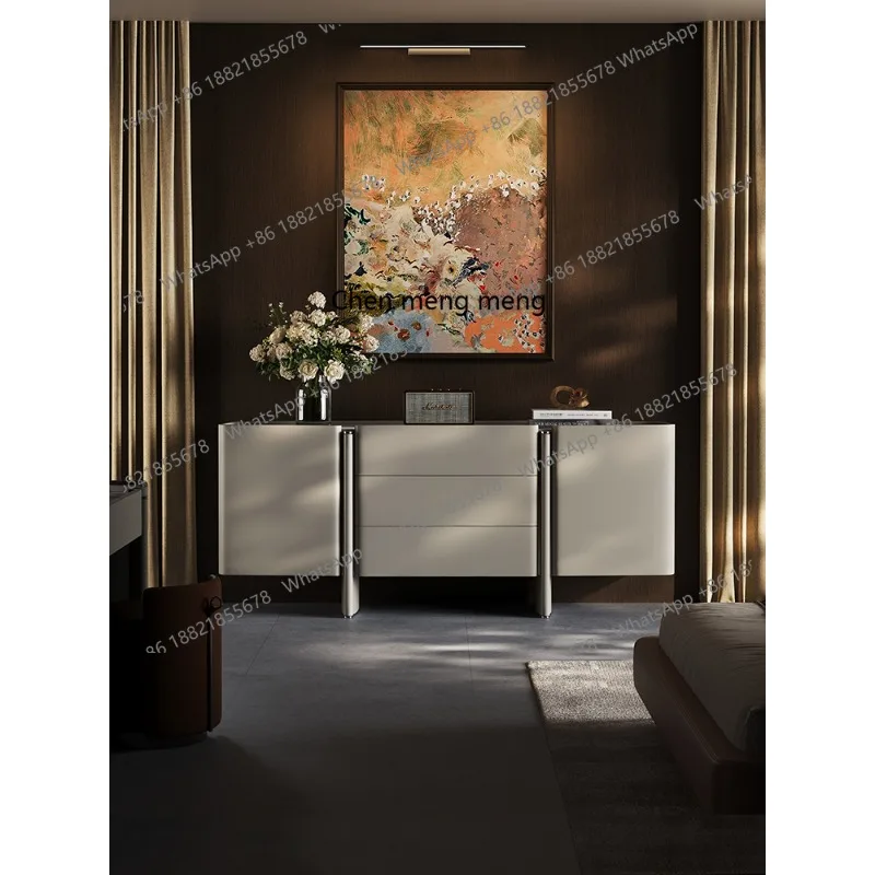 

Italian minimalist chest, bedroom light luxury marble, bedside locker, wall storage cabinet