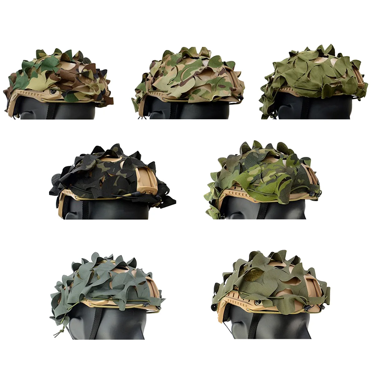 3D Camo Tactical FAST Helmet Cover Laser Cut Nylon Hunting Paintball  Leaf Shape Helmet Cloth  Airsoft Helmets Accessories