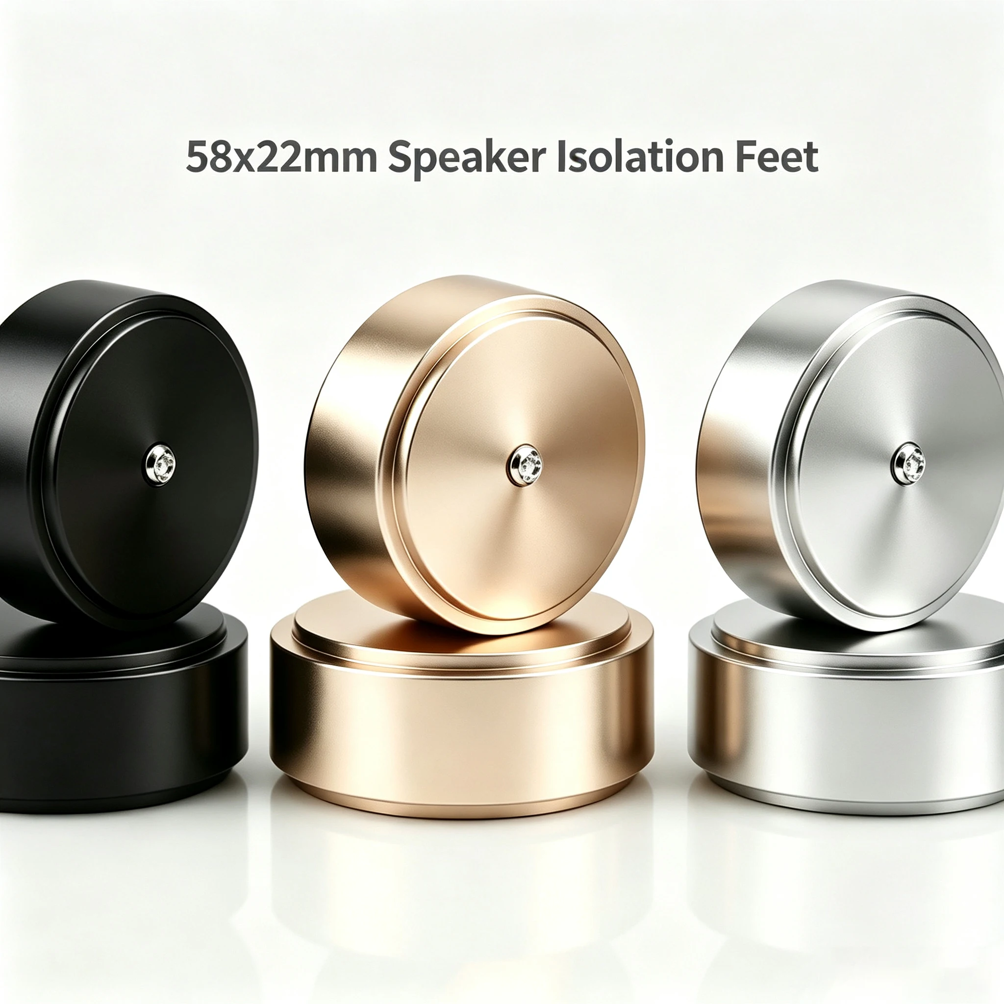 58x22mm M8 Machined Solid Aluminum Isolation Feet Vibration Dampening Pads for Amplifier Speaker Turntable CD Player DAC Radio