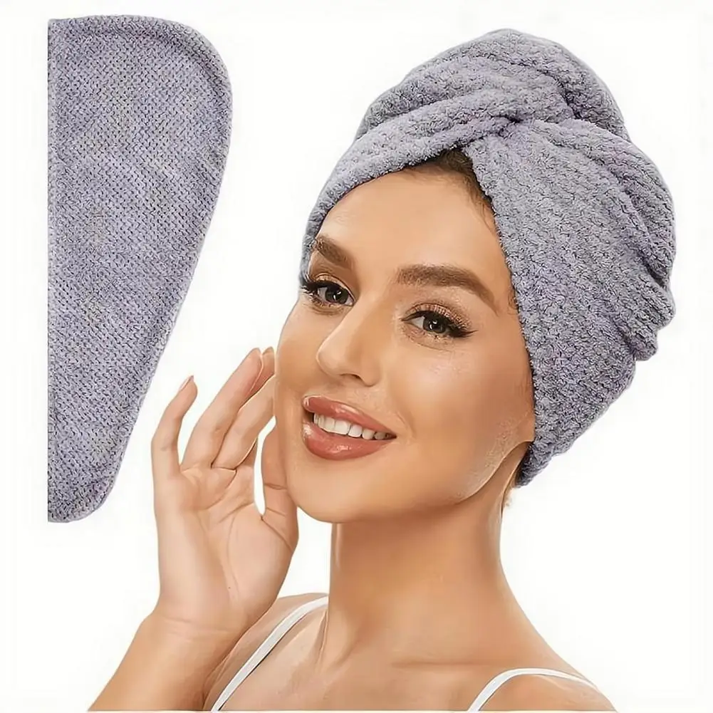 Mikrofaser-Haartuch für Frauen, Haartrockentuch mit Knopf, Haarturban, schnelltrocknend, Anti-Frizz, saugfähiges Kopftuch – Detail 3