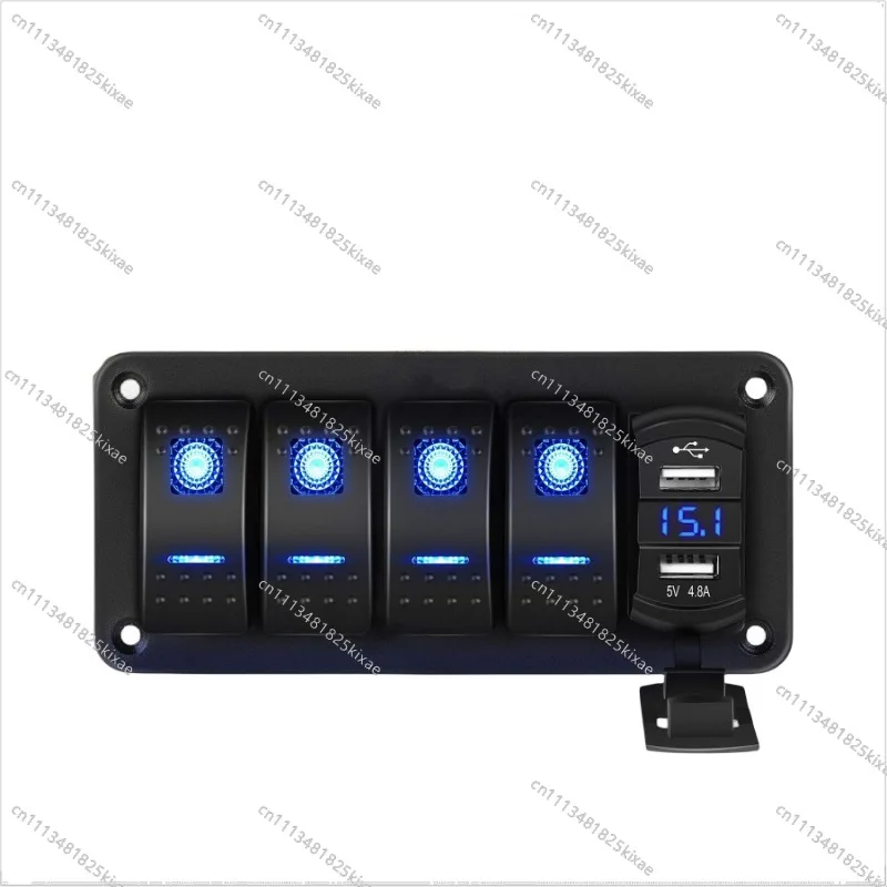 For 4-position Rocker Switch Panel with Dual USB Charger, Suitable for Car Truck Ship Type Conversion Ship