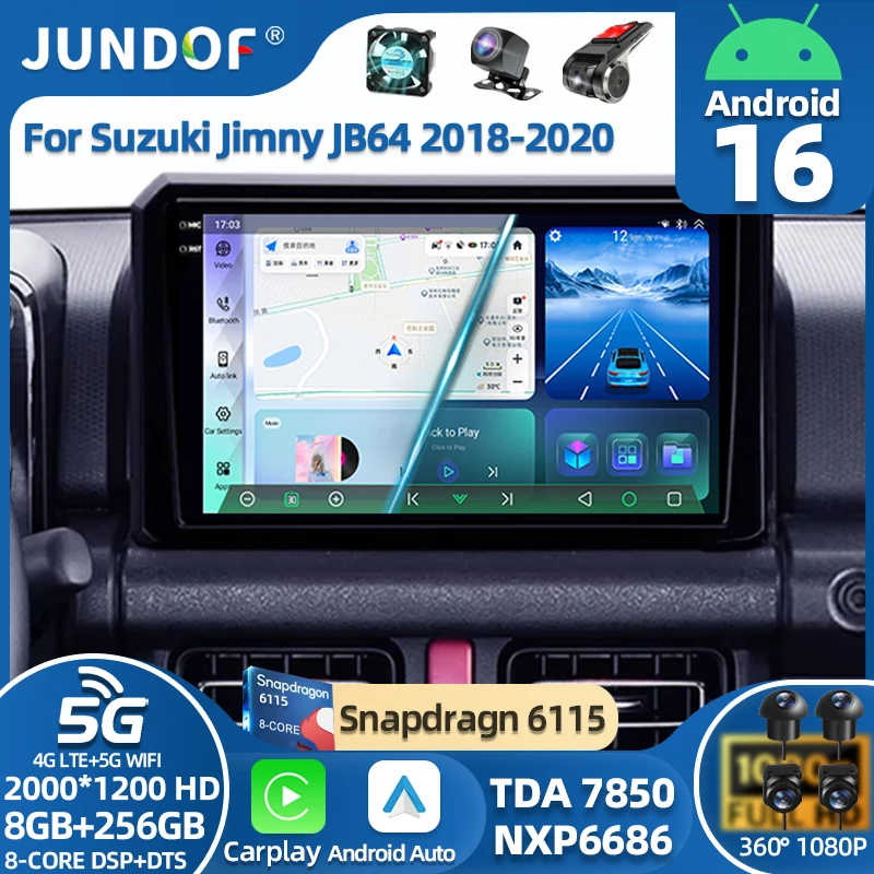 Android 15 Car Radio Stereo For Suzuki Jimny JB64 2018 - 2020 Multimedia Navigation GPS Video Player DSP Wireless Carplay BT 4G