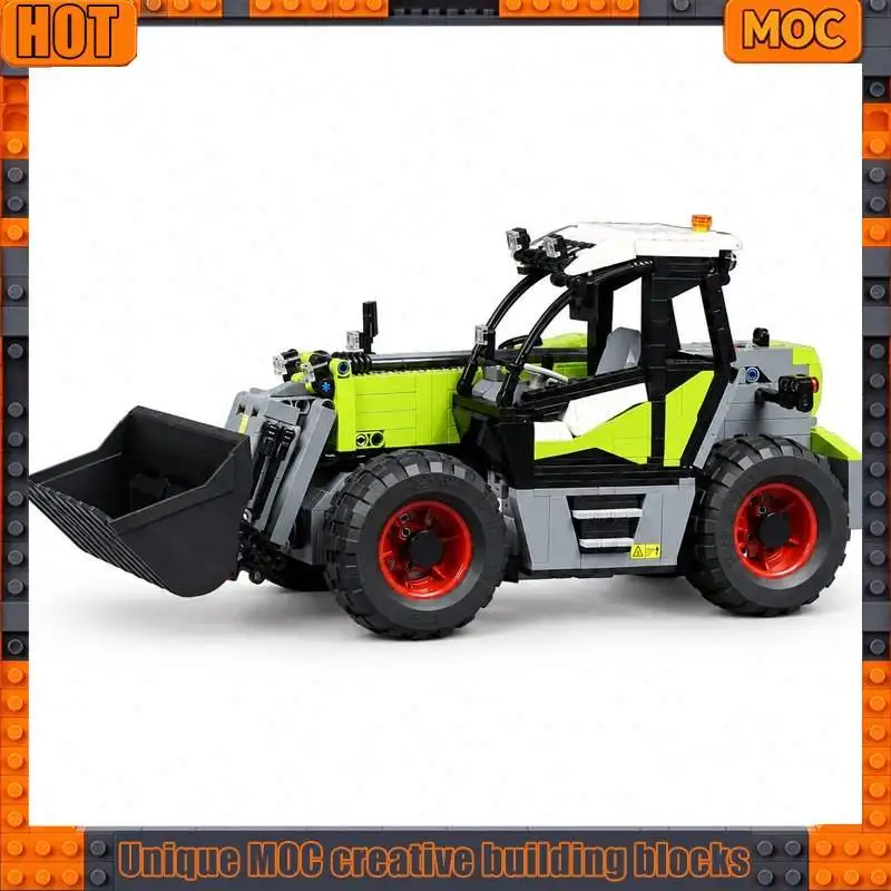 1408PCS Green Farm Telehandler Tractor Trailer Building Blocks Agriculture Vehicle Model DIY Creative Assembly Toy Holiday Gift