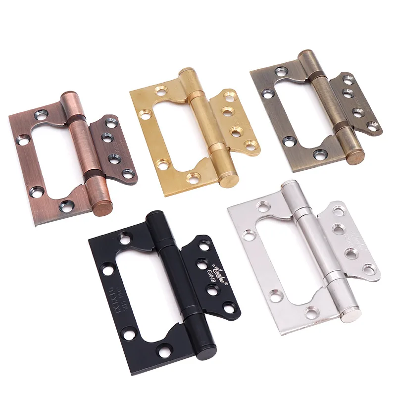 2 Pcs (1 Pair) Room Door Hinges, Furniture Accessories Free Slotted Hinge Thickened Silent 304 Stainless Steel Mother 4