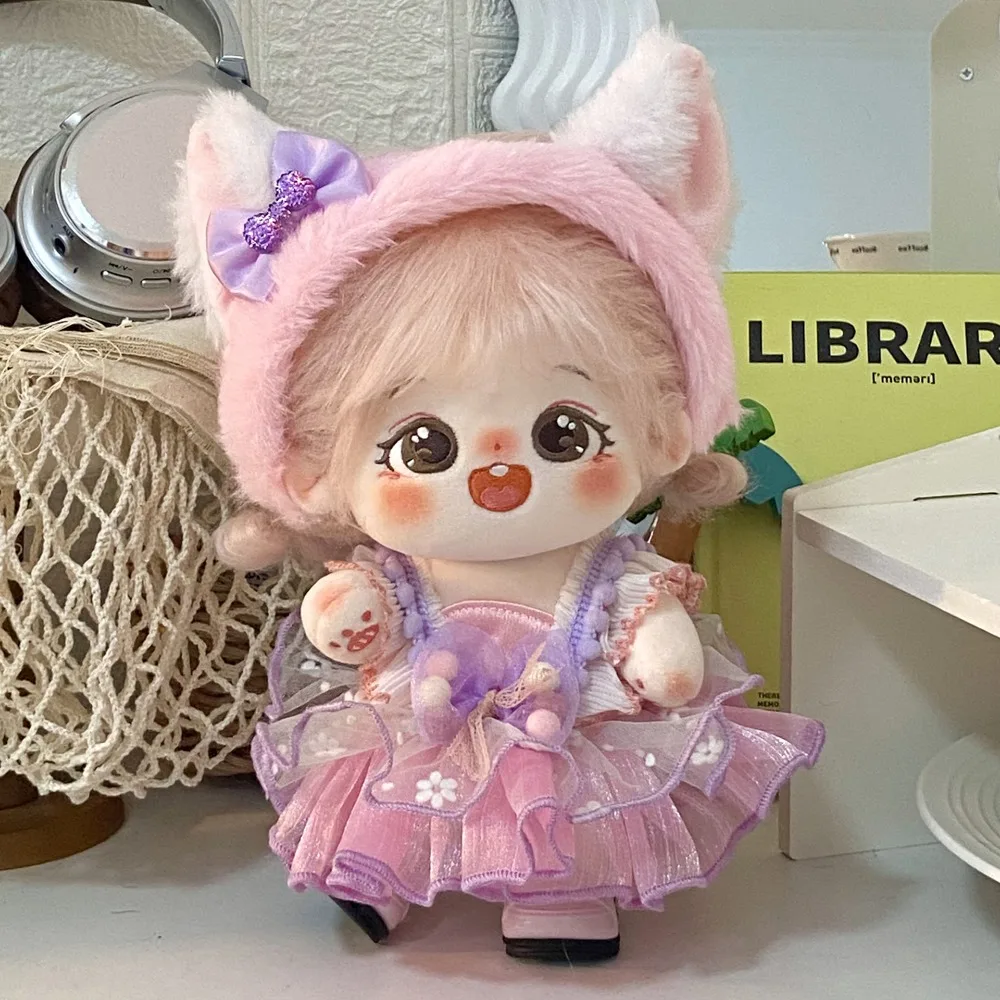 

20 см плюшевая кукла, одежда, розовое платье, аксессуары для кукол, крутые вещи, переодевание, игра, сидячая вечеринка, подарок, игрушки