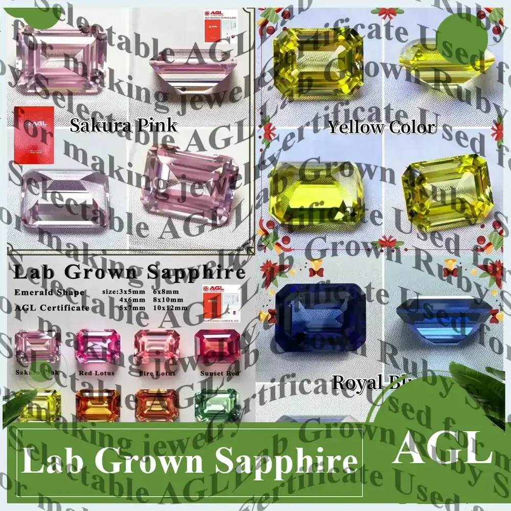 

Lab Grown Sapphire Emerald Cut Loose Gemstone for Jewelry Making Craft AGL Certified Synthetic Sapphire Lab Created Sapphire