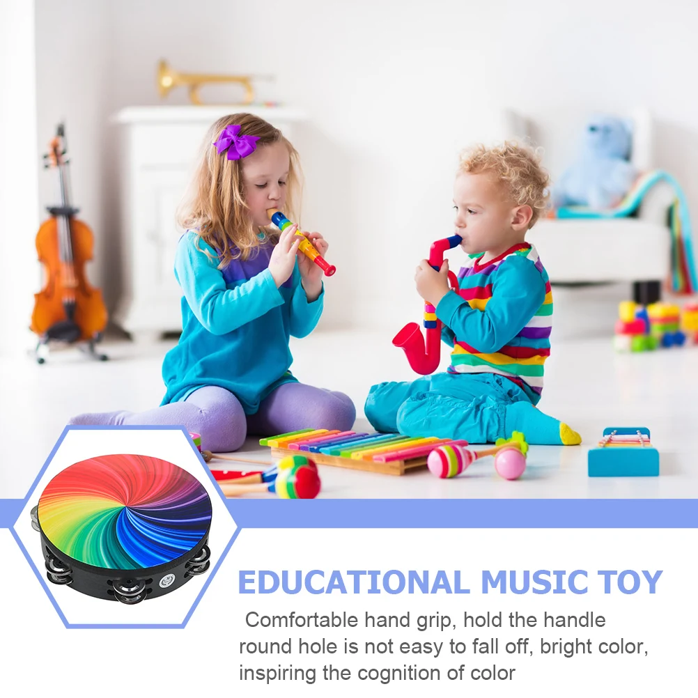 

Double Row Tambourine Orff Hand Drum Musical Instrument Toy Percussion Colorful Child