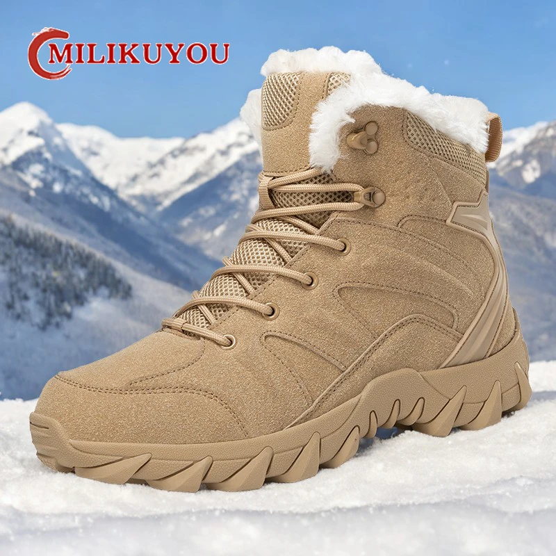 Men's Outdoor Hiking Boots Upgraded Male Camping Anti-wear Rapid Response Hiking Shoes Fishing Hunting Sneakers Warm Works Boots