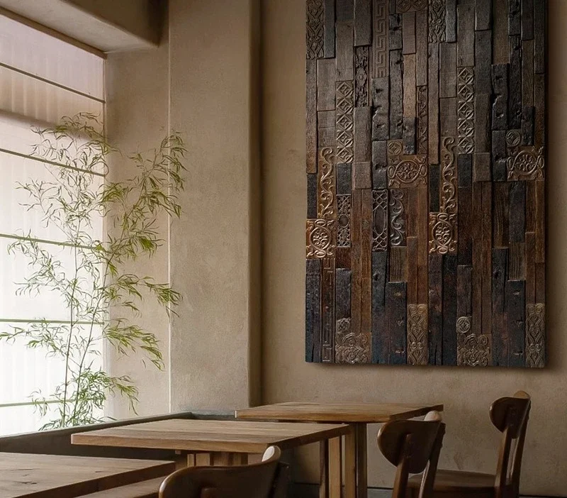 Three-dimensional carved villa foyer and porch paintings