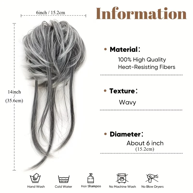 Cabello sintético perezoso, extensión de cabello largo y rizado, moño de cabello esponjoso para mujer, regalos de Navidad y Halloween 2