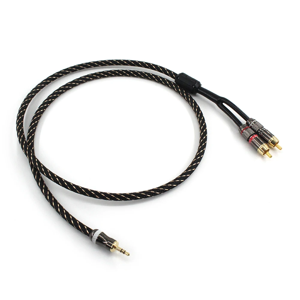 Canare L-4E6S hifi 3,5mm a 2RCA adaptador auxiliar de Audio estéreo 3,5mm Cable divisor AUX RCA Y Cable para altavoces de teléfono inteligente