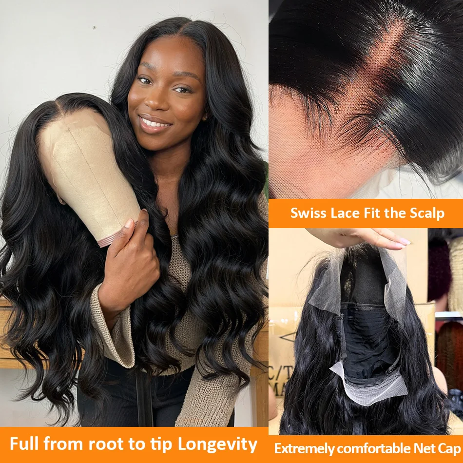 250 Density Human Hair 13x6 Black Body Wave Lace Frontal  display picture 2