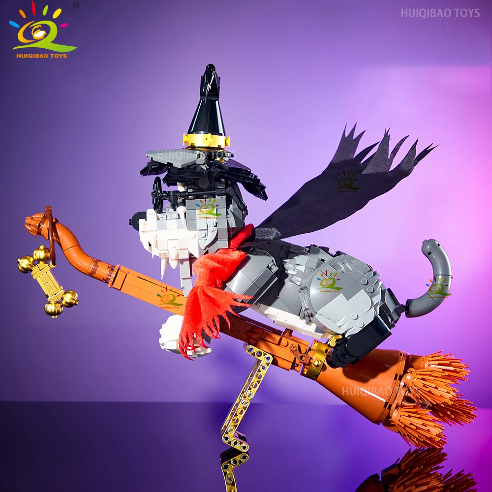 HUIQIBAO هالوين معالج القط الكلب أشباح اليقطين منازل نموذج بنة لتقوم بها بنفسك منزل مسكون الخفافيش الطوب لعب للكبار هدية