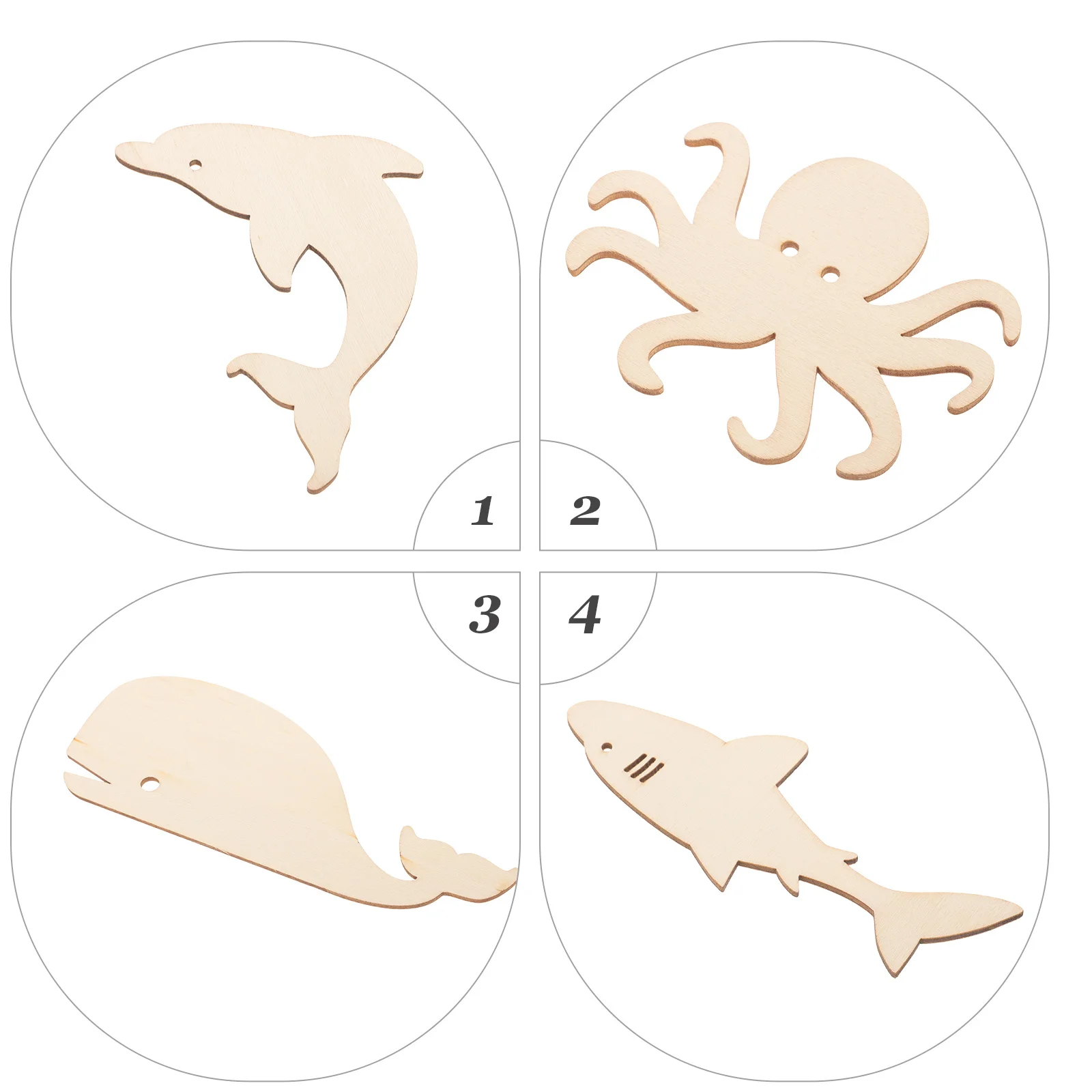 

24Pcs Wooden Ocean Animal Cutouts Unfinished Wood Chips DIY Craft Supplies Painting Decorations Craft Adornment