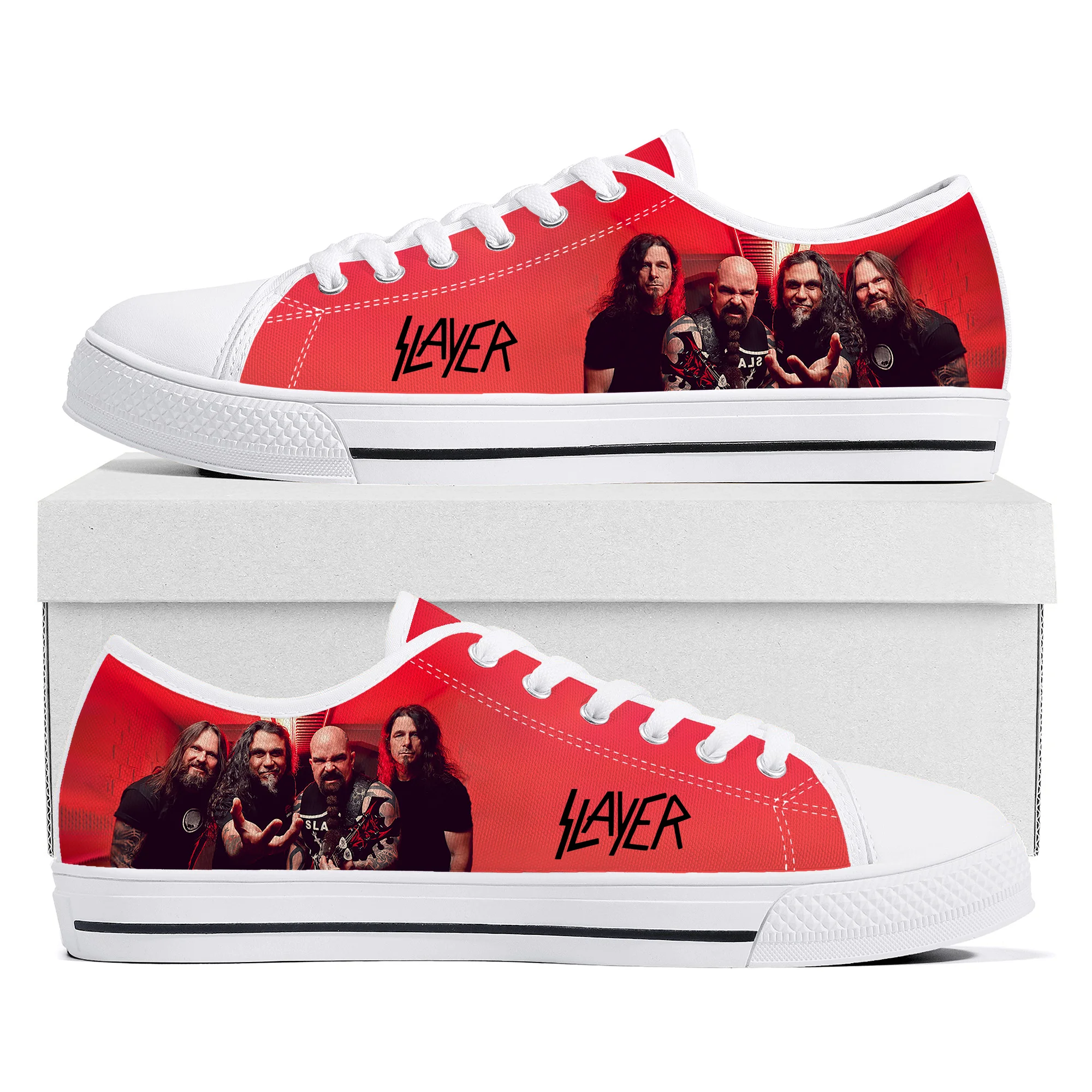

Slayer Low Top High Quality Sneakers Mens Womens Teenager Canvas Sneaker Casual Couple Shoes Fashion Patterns Custom Made Shoes