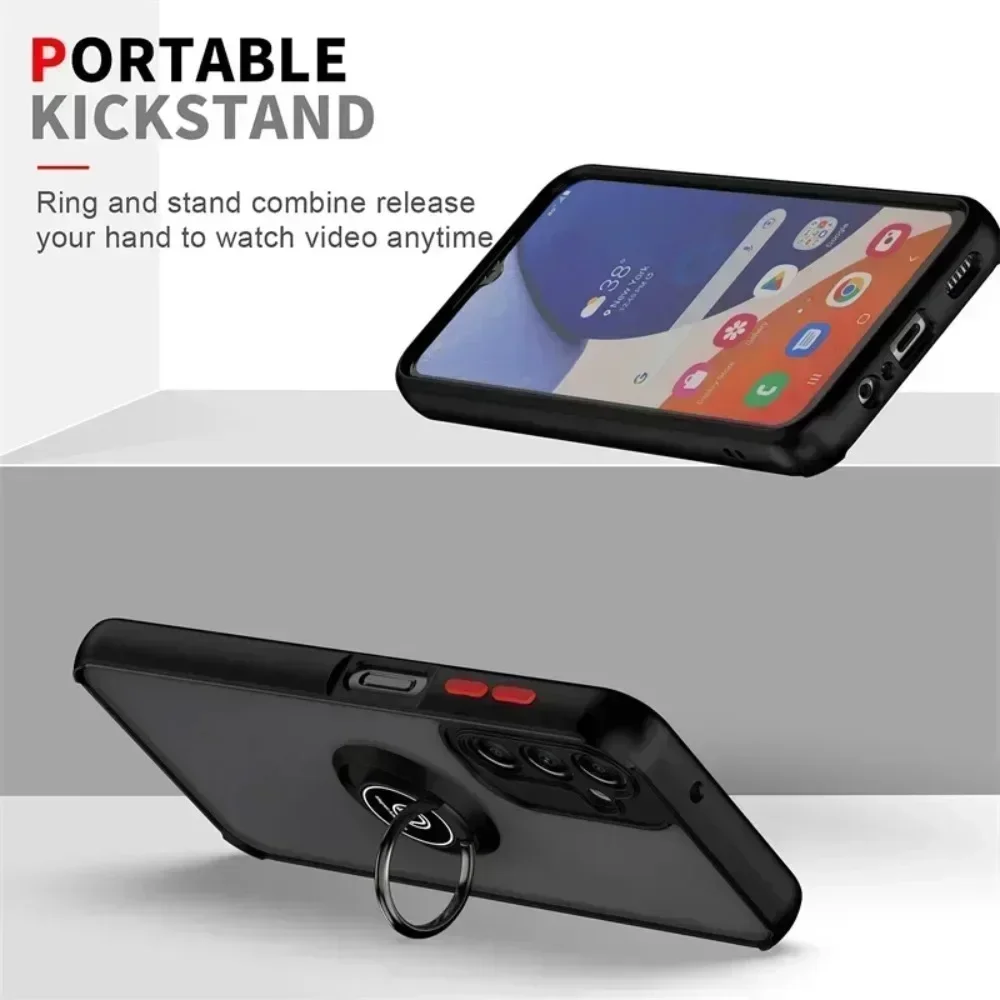 충격 방지 매트 마그네틱 케이스, 삼성 갤럭시 S24 S23 S22 S21 S20 울트라 플러스 S21 FE A 55 A15 A35 A25 A05 링 거치대 커버