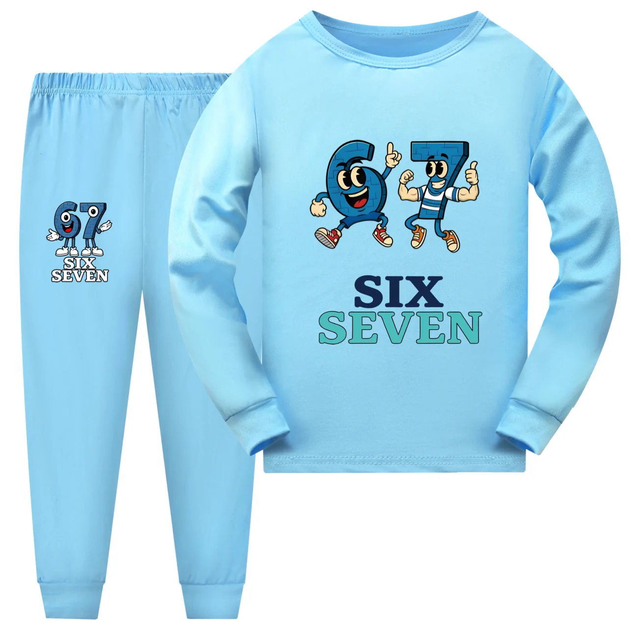 Six Seven Funny Brainrot Meme Kids Clothes Girls Pajama Set Boys Long Sleeve Trousers Pyjamas Autumn Sleepwear Suit