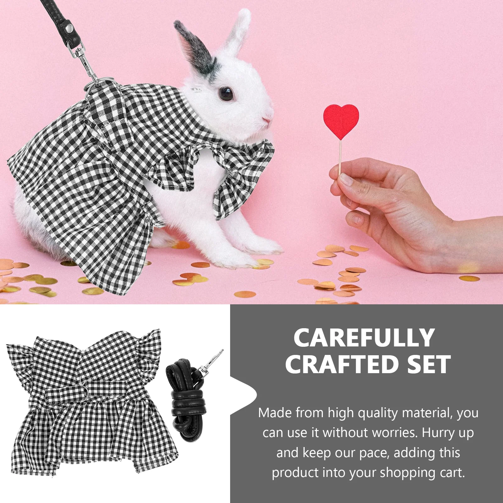 Rabbit Costume with Leash Clothes Dreses Bunny Dress and Photography Prop Pet Vest