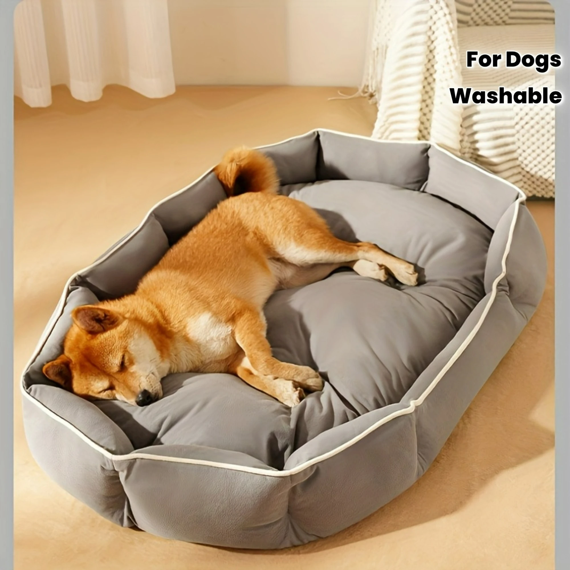

All-Season Oval Dog Bed for Small To Large Dogs - Soft Nappa-like Kennel with Removable Washable Cover, Anti-Slip Moisture