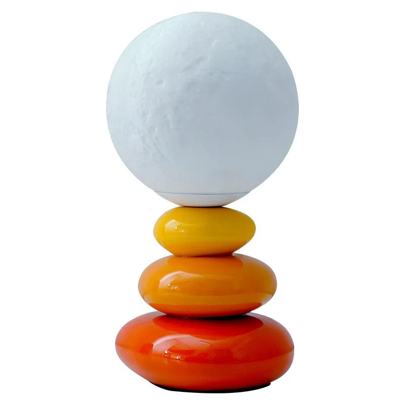 USB Ceramic Table Lamp Korean Style Bedside Night Light Bedroom Sleep Planet Atmosphere Lamp Decorative Lamp Stack Stone