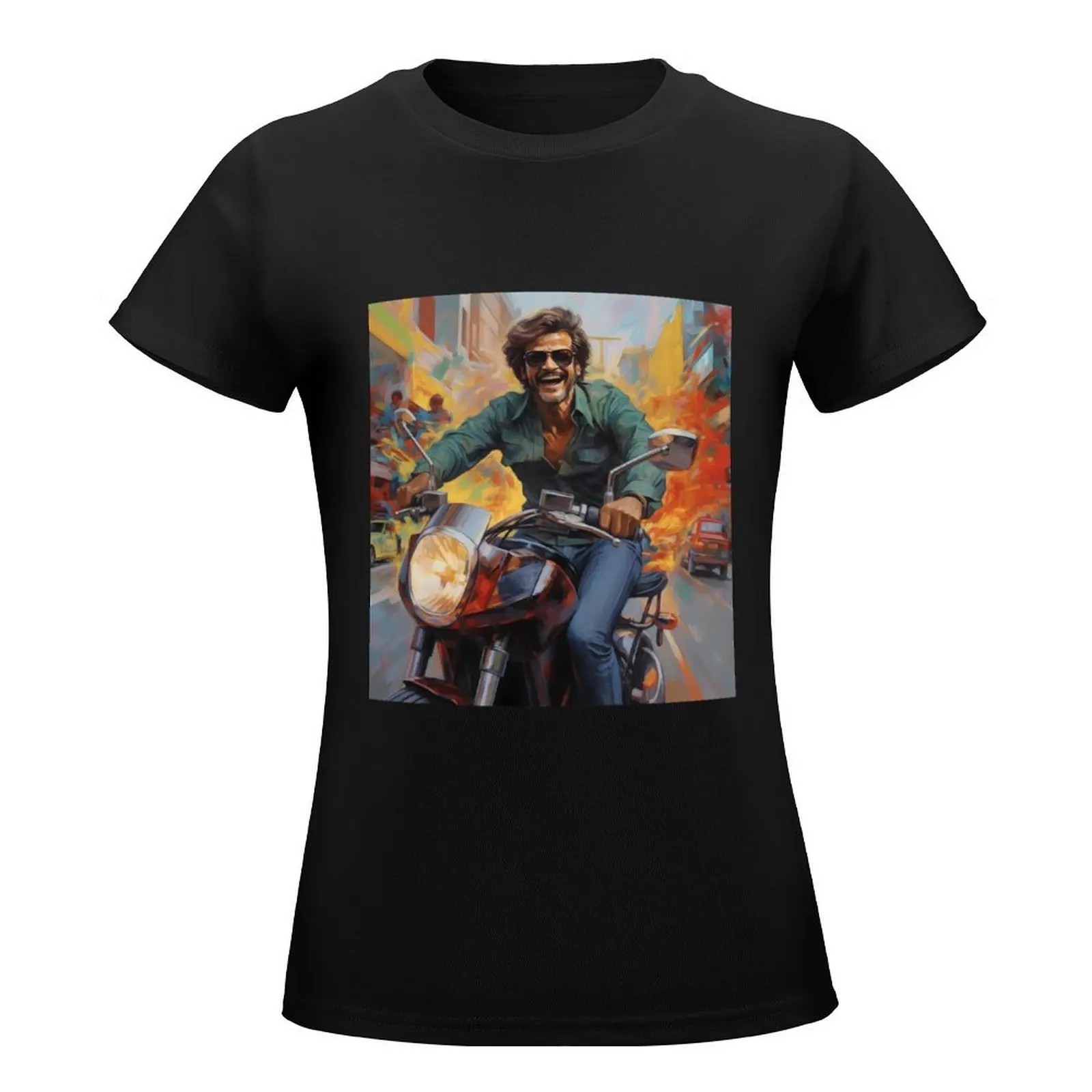 rajnikanth indian actor hd art T-Shirt heavyweights tops Aesthetic clothing cotton t shirts Women