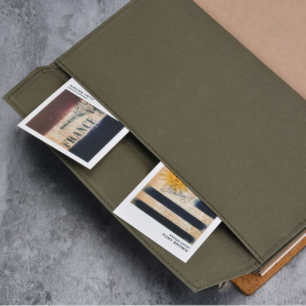 Canvas Folder for Travler Notebook L/M size Stationery Bag Business Card File Zipper Bag