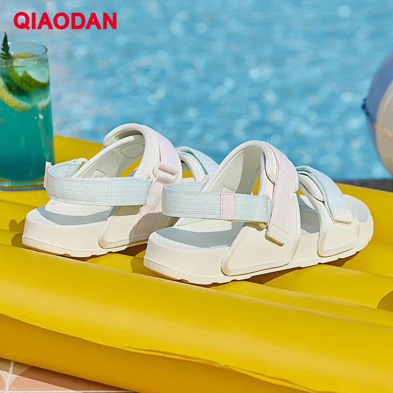 QIAODAN Sandals for Women 2024 New Summer Lightweight Soft Sole Breathable High Quality Casual Beach Outdoor Sneaker XM26241002