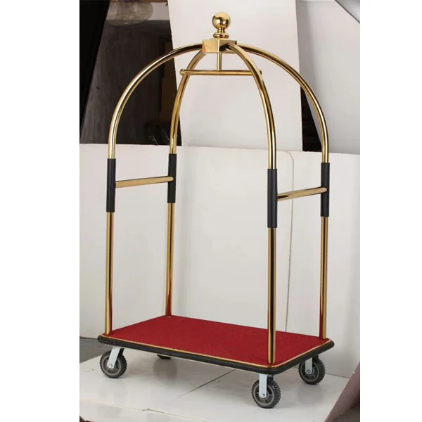 

Hotel Luggage Cart Stainless Steel Luggage Trolley Heavy Duty Luggage Carrier for Hotel Lobby Resort Airport Equipment