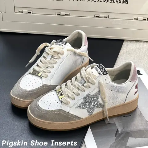 Casual Leather Pigskin Star Shoes Patchwork Color Rubbed Doing Old Flat College Style Women's White Shoes