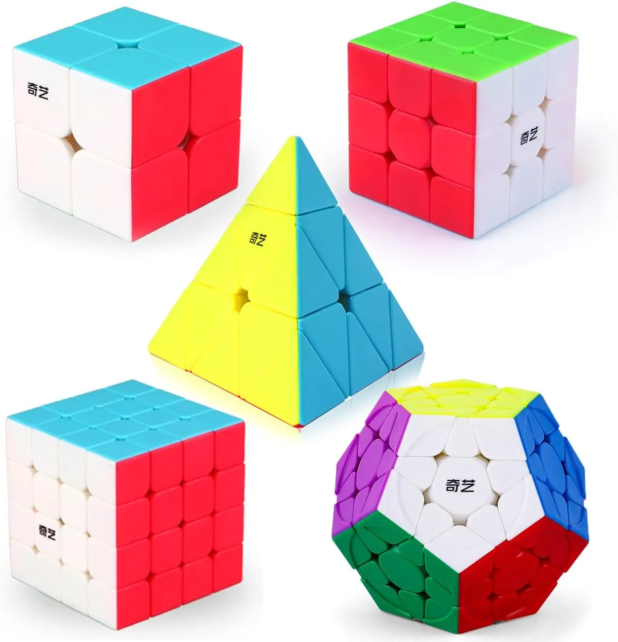 

2x2 3x4 Megaminx Pyramid Cube Set, Smooth Stickerless Magic Puzzles for Kids Teens Adults [5 Pack]