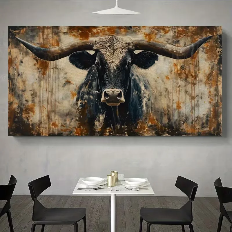 1pc Farmhouse Longhorn Rustic Bull Country Animals Animal Lover Canvas Paintings Posters and Prints Wall Art Modern Bedroom Home