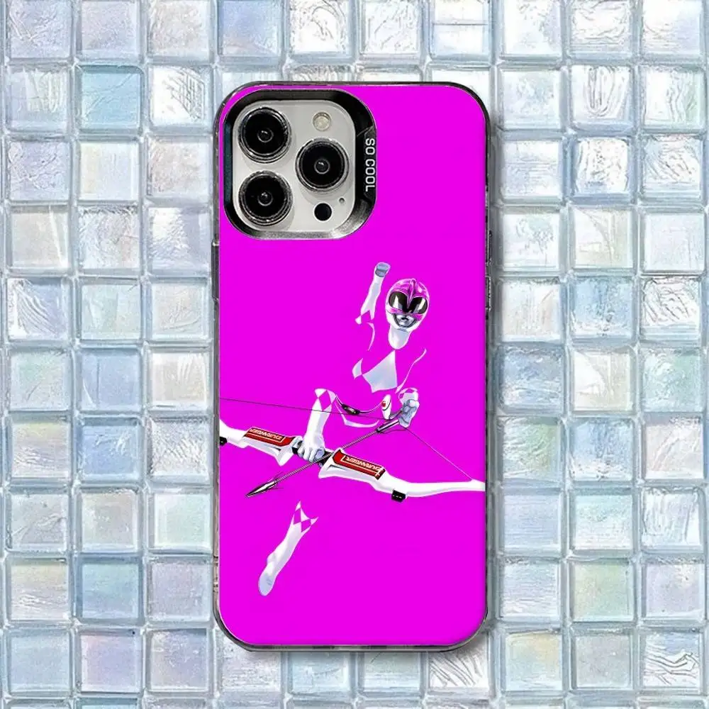 حافظة هاتف P-PowerS MMPR R-RangerS لهاتف iPhone 16,15,14,13,12,11,8,7,Pro,Max,Plus,Mini,XS,SE غطاء غير لامع مقاوم للصدمات