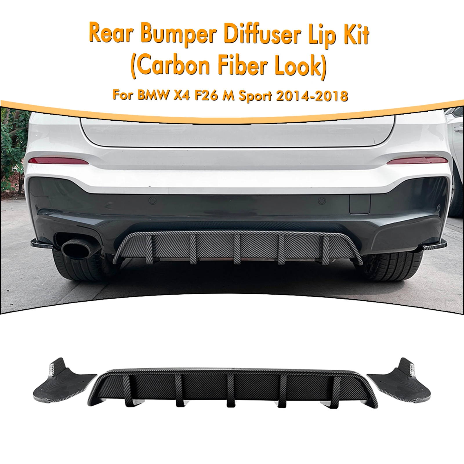 

Car Rear Bumper Diffuser Bracket Boot Lower Spoiler Splitter For BMW X4 F26 M Sport 2014 2015 2016 2017 2018