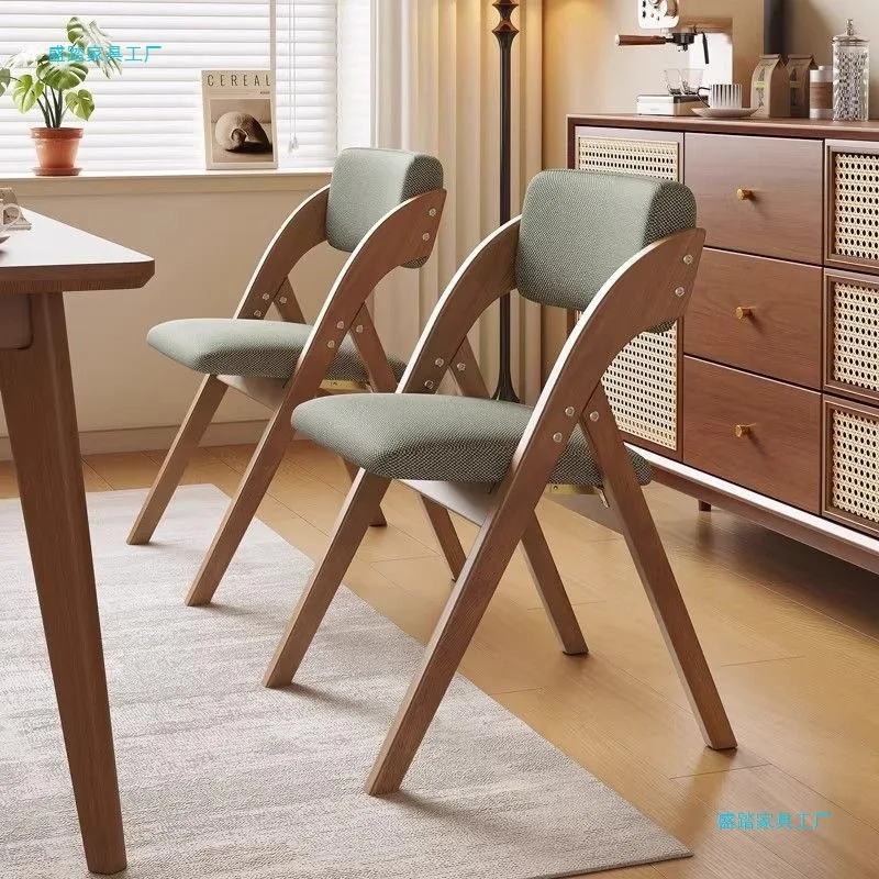 Solid wood folding chair Foldable dining chair Household folding chair Stool Back  Office Meeting does not take up