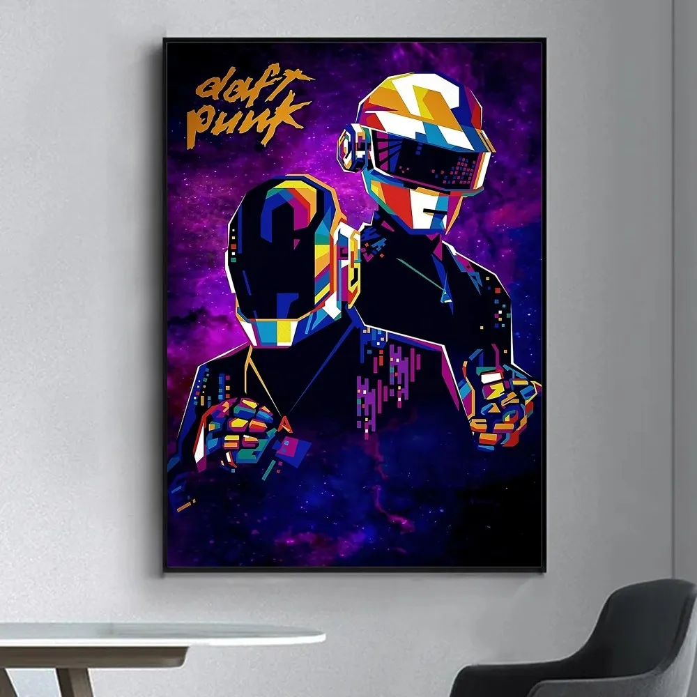 Daft Punk Rock Band Poster Fancy Poster Wall Sticker for Living Room Bar Vintage Decorative Painting Middle