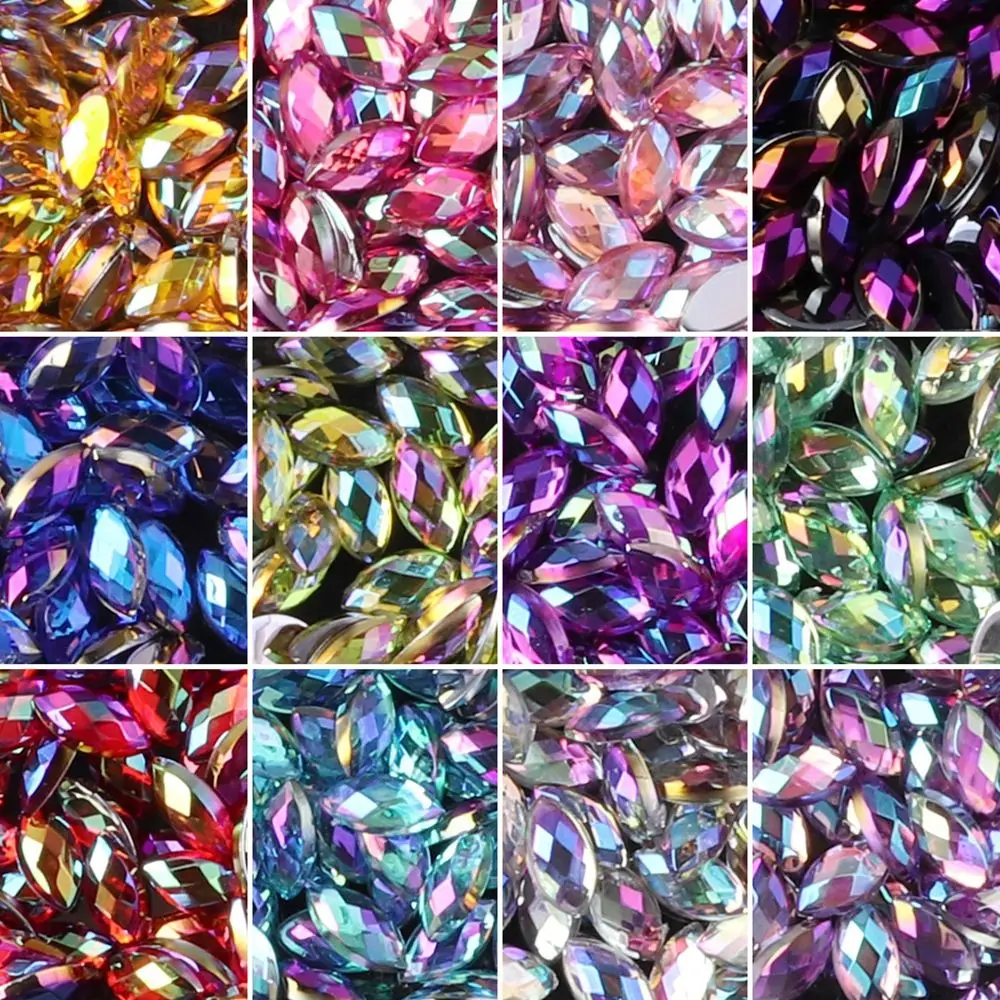 12 rasters/doos bedels mode gemengde kleur 3D glitter gezicht lichaam versiering kristal edelstenen paard oog AB strass nageldecoraties