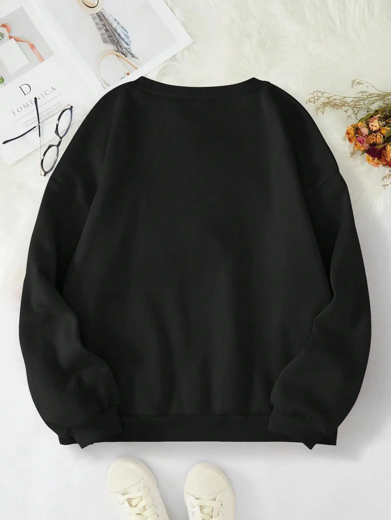 Simple Lines Dog Palm Printing Woman Sweatshirts Harajuku Casual Hoodies Fashion Loose Autumn Tops Street Fleece Female Hoody