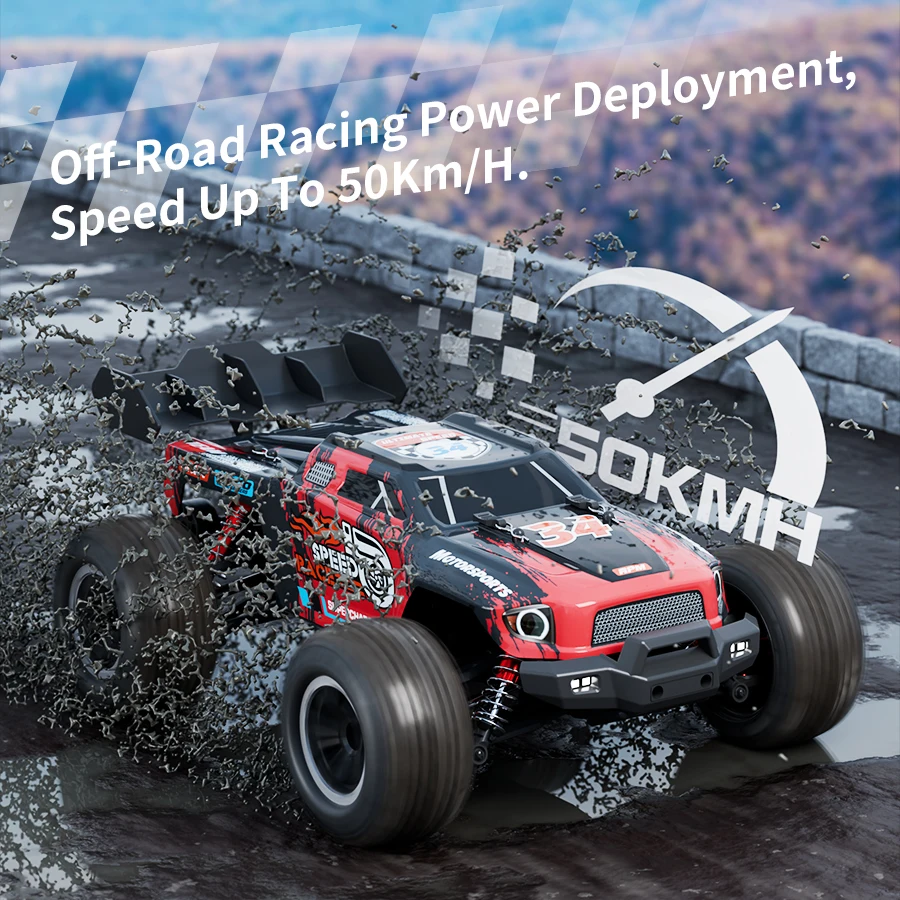 1:16 RC Car 2.4G 50KM/H 4WD Full Proportional RC Truck With Brushless Motor High Speed Drift Climbing Car For All Terrain