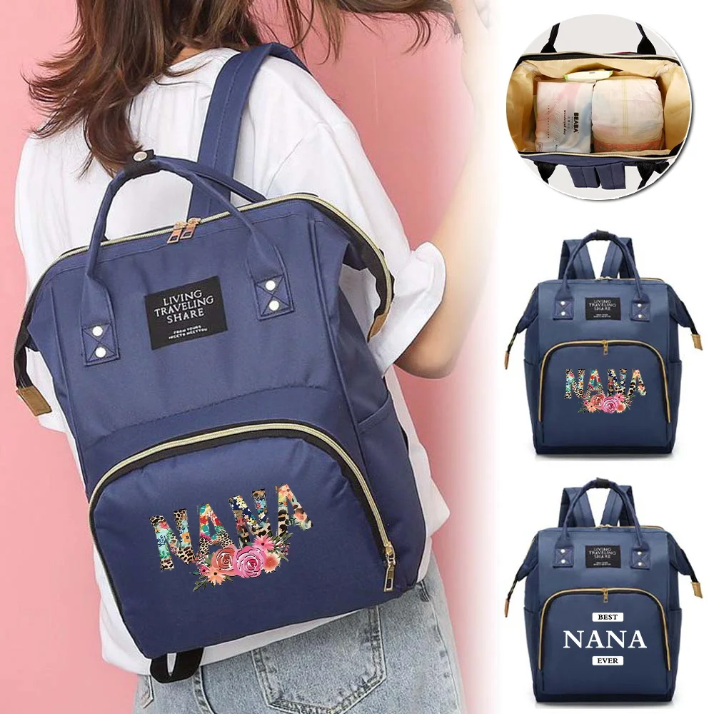 

Large Capacity Mummy Bag Diaper Bag Mommy Backpack Baby Care Stuff Organizer Printing Nana Series Travel Essentials