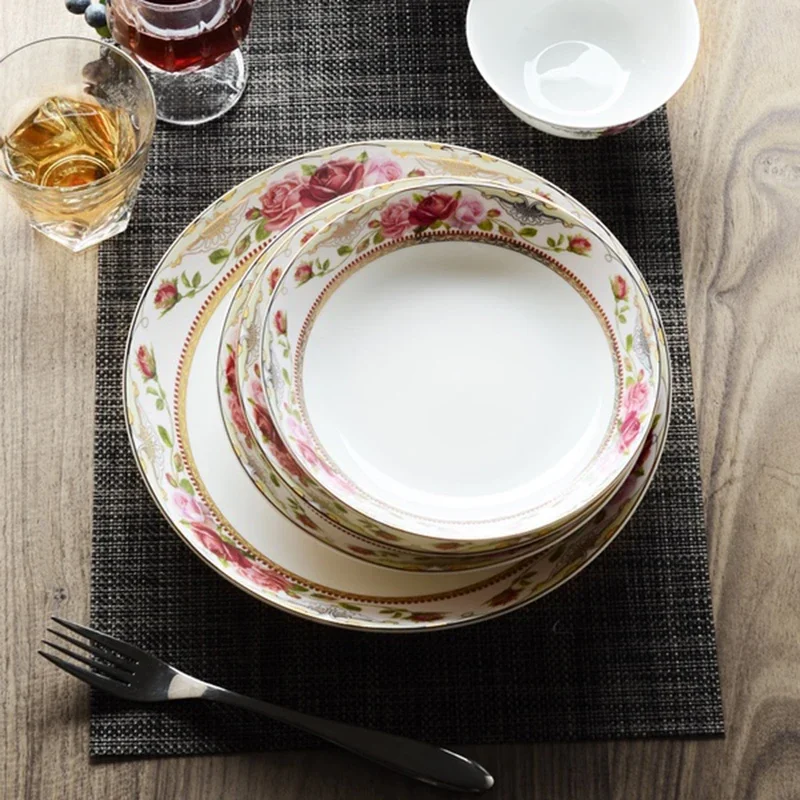 

Wedding Dinner Plate Sets Vintage Chinese New Year Plate Sets Hospitality Bone China Vaisselle Cuisine Ceramic Set Of Dishes