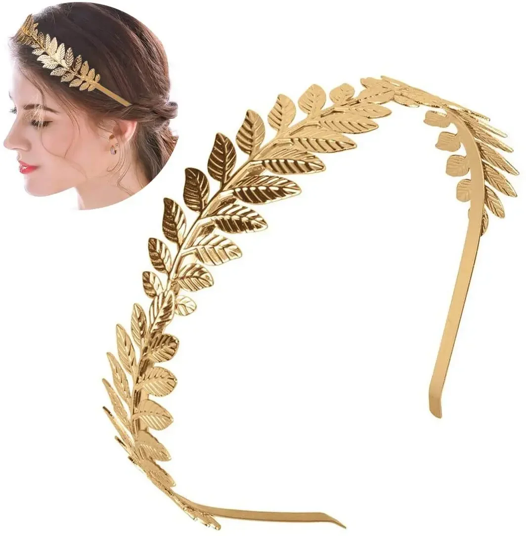 Retro Gold Leaf Wedding Roman Bride Greek Women Hair Accessories Bride Head Headband Head Tiaras Crown Hair Hoop Hair Band