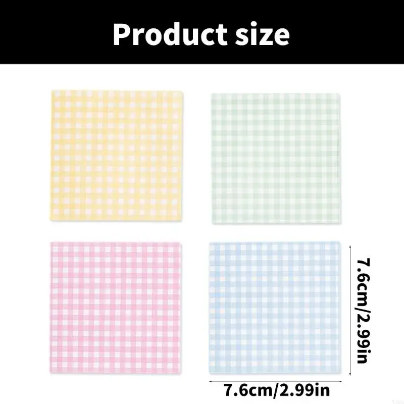 8 Pcs Plaid Sticky Notes Simple Memos Pad Sticky Note Colorful Notepads School Supplies for Student