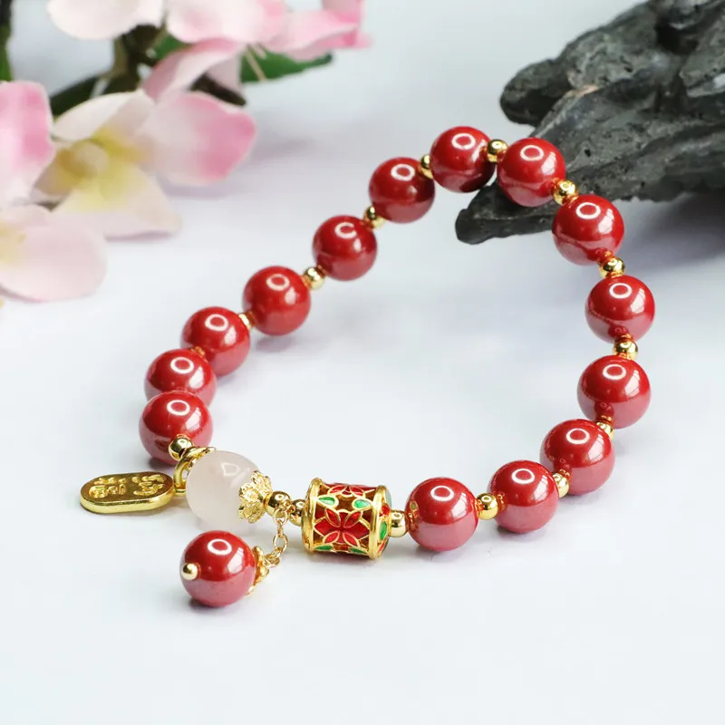 2024 new cinnabar bracelet, emperor sand, Guochao ethnic style jewelry, holiday gifts for elders