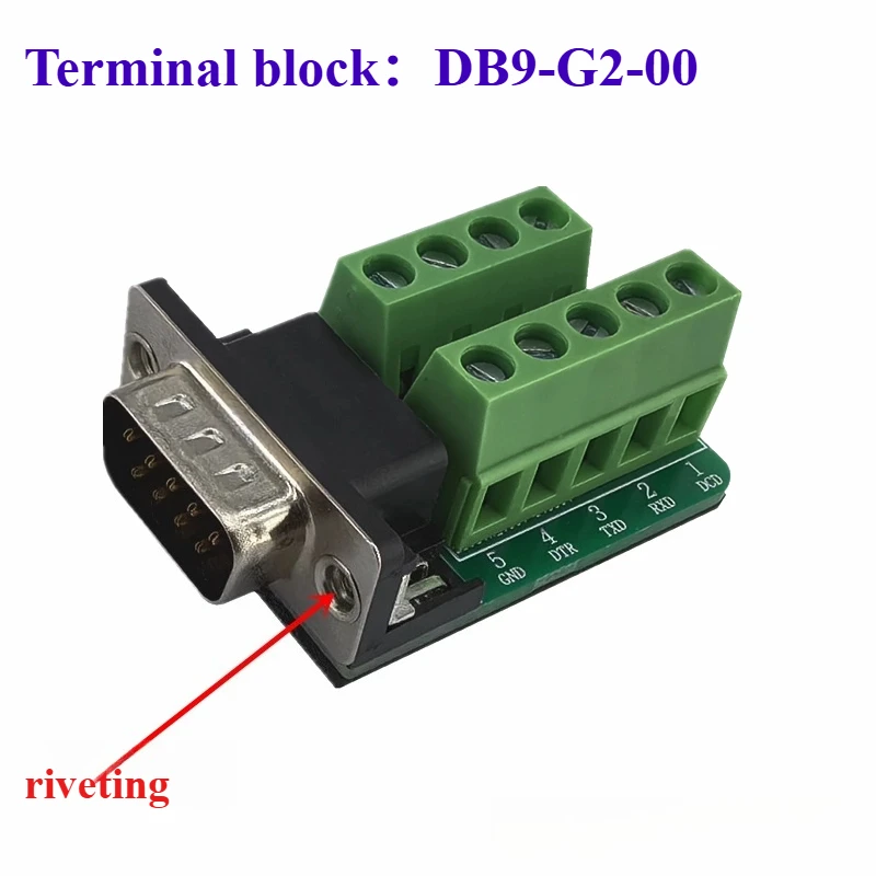 1PCS DB9 RS232 Connector D-SUB 9 Pin Male  Plug RS485 Breakout Terminals 21-24 AWG Wire Solderless Connectors