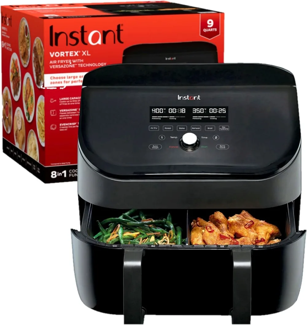 

9QT Air Fryer 8-in-1 Functions with EvenCrisp Technology Crisps Bakes Roasts Dehydrates Reheats at Same or Different Temperature