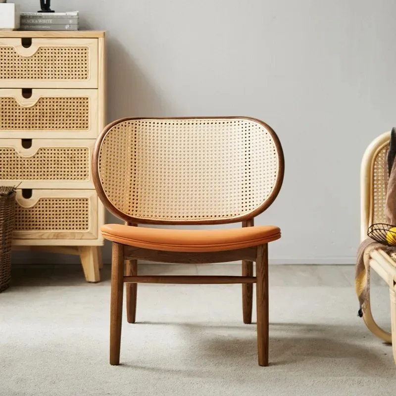 Massivholz Sofa Stuhl Haushalt Wohnzimmer Rattan Einzelliege Freizeit Rückenlehne Stoff Rattan Stuhl