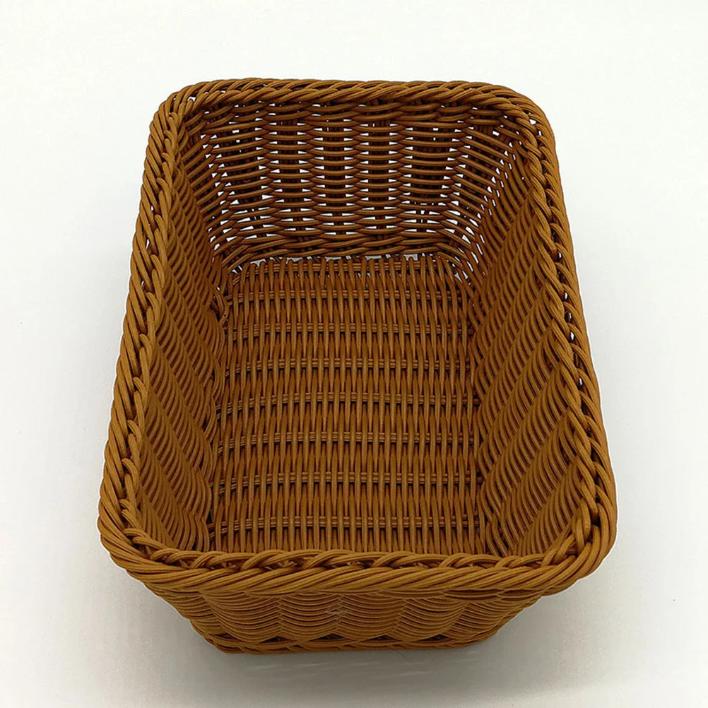 

Oblogn Baskest Bin Storage Baskets Restaurant Display Bread Brown Imitation Rattan